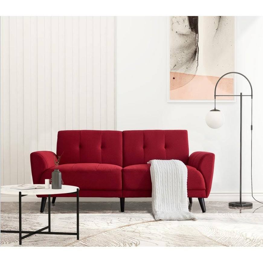 Red Polyester Fabric Sofa I494