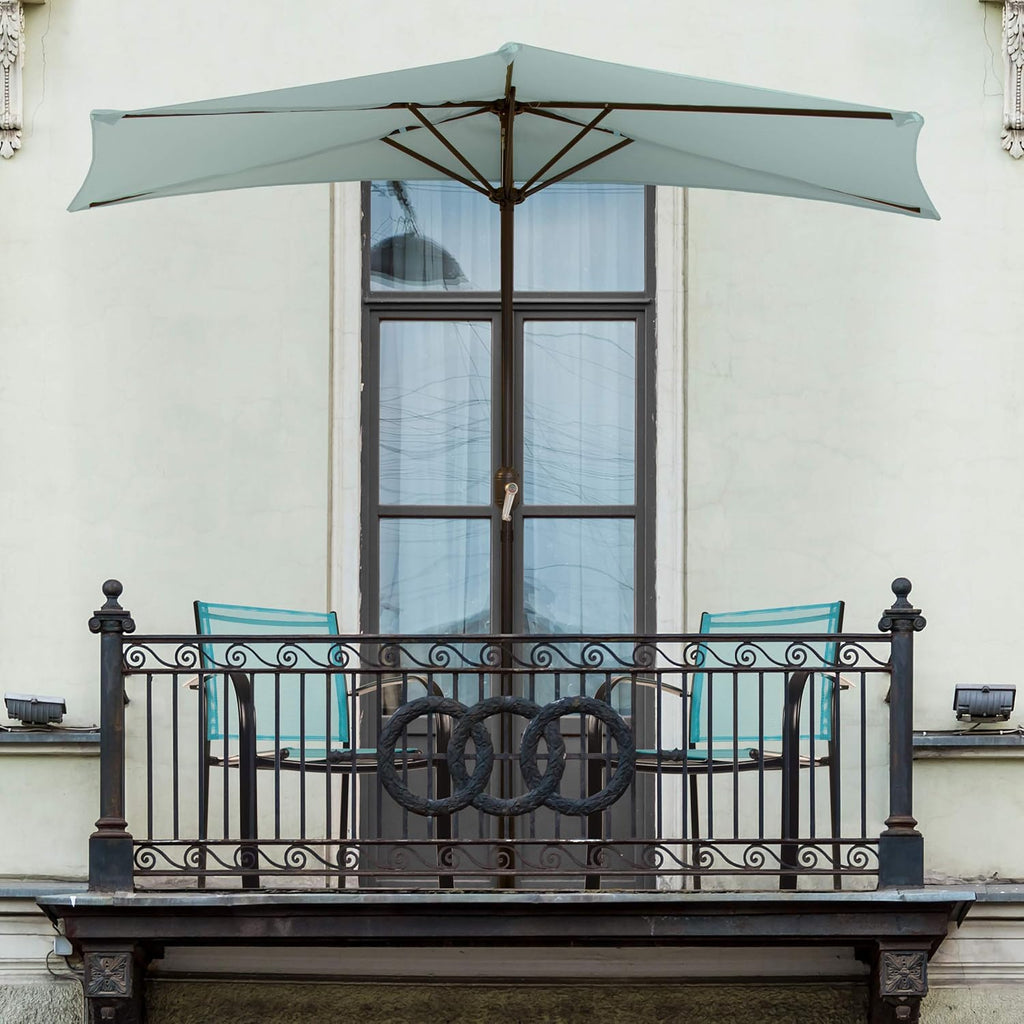 Tan 9-Foot Half Patio Umbrella C798407