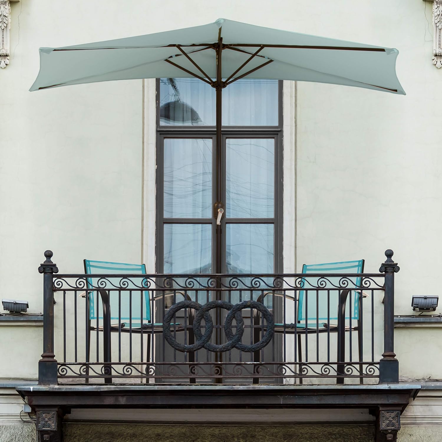 Tan 9-Foot Half Patio Umbrella C798407