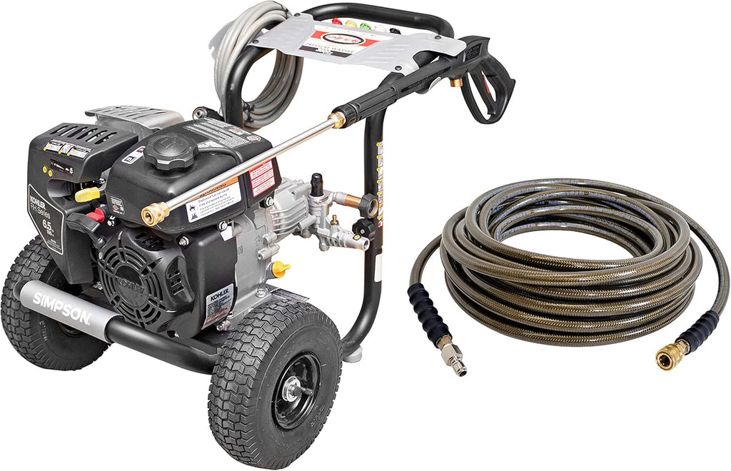 3100 PSI Gas Pressure Washer with 3/8" x 100' 4500 PSI Cold Water Hose H4935