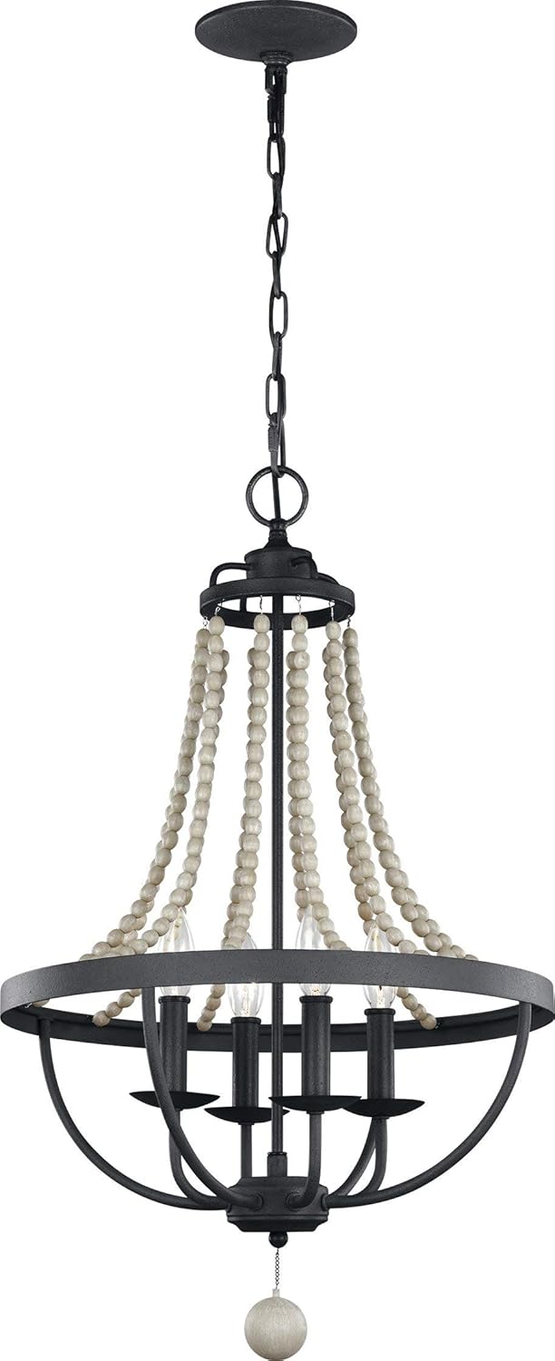 Bronze 6-Light Candle Bead Chandelier H7850