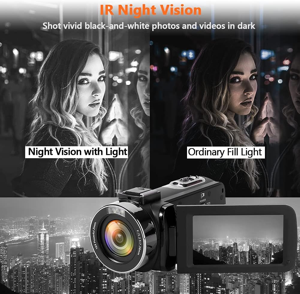 4K 48MP WiFi Camcorder with Touch Screen IR Night Vision J6592