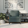 Medium Blue Herringbone Fabric Armchair V204
