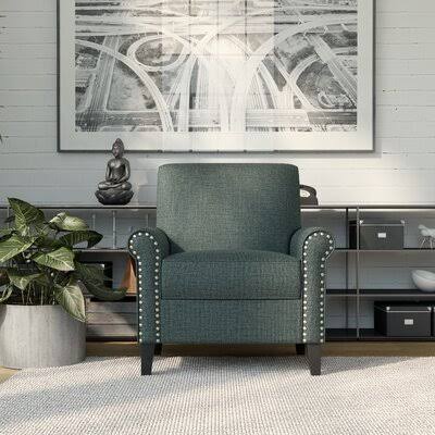 Medium Blue Herringbone Fabric Armchair V204