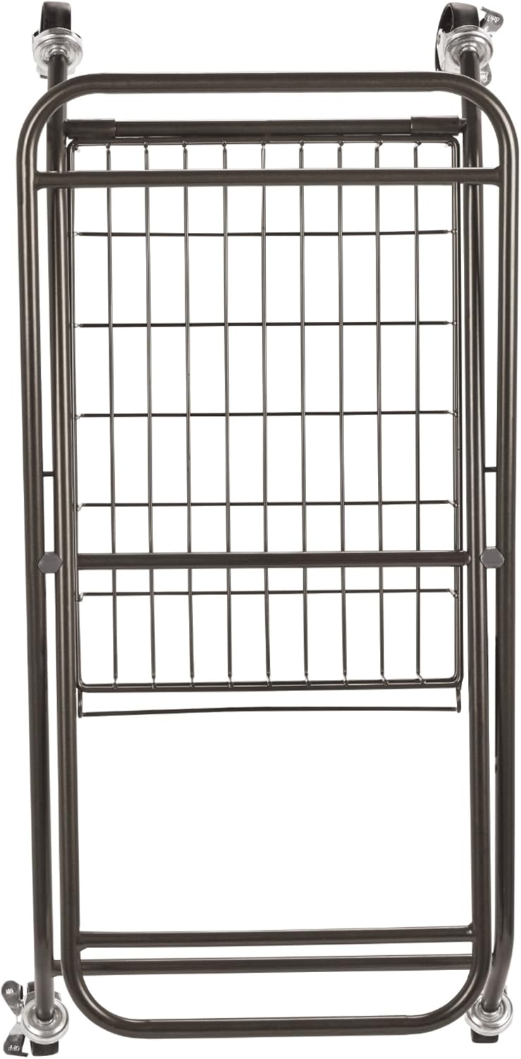 Collapsible Metal Laundry Cart with Removable Basket & Canvas Bag, Antique Black J8944