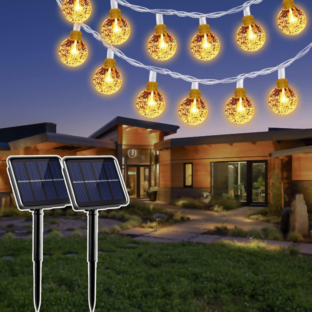 2 Pack 22Ft 40 Led Waterproof Outdoor Fairy Lights with 8 Modes T844
