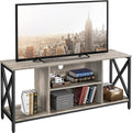 Gray Wood TV Stand with Storage Shelves W4000