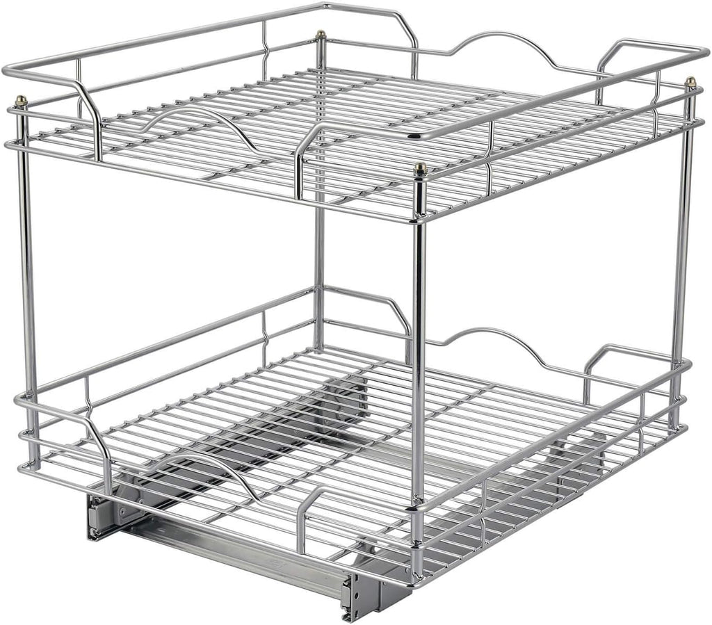 2 Tier Chrome Wire Cabinet Organizer P267