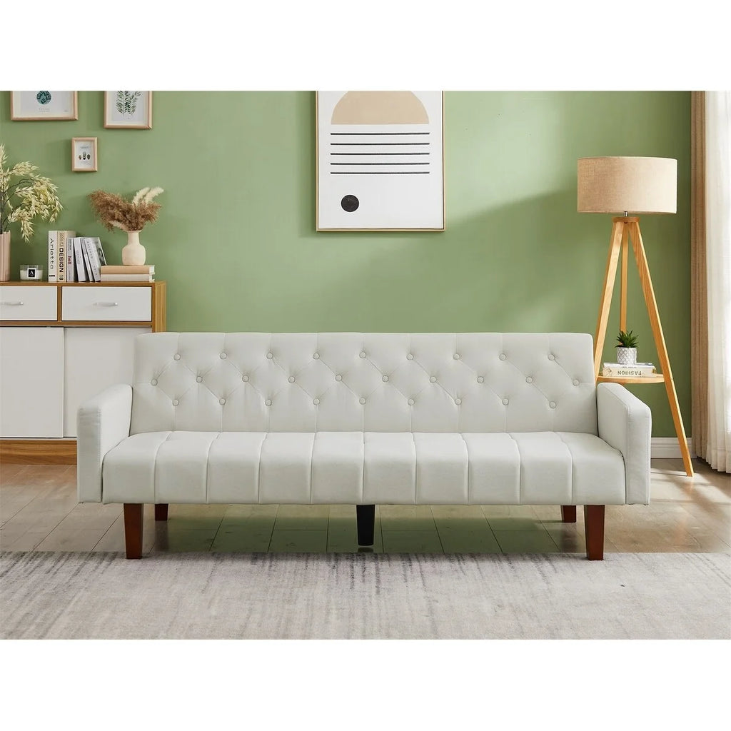 Beige Linen Futon Sofa Bed Z313326