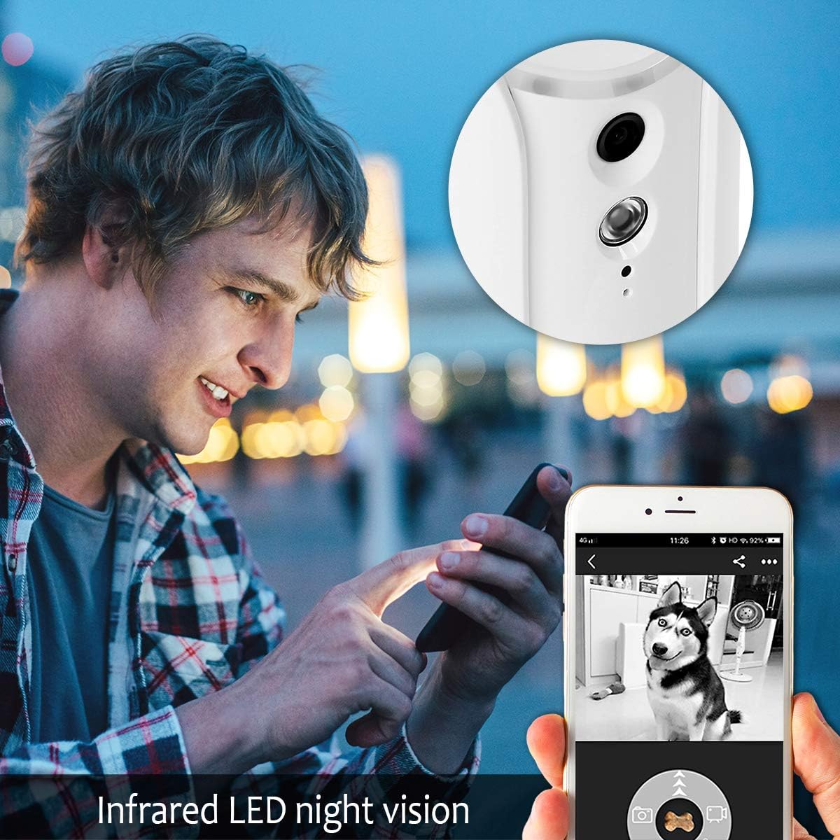 White Full HD Pet Camera with Two-Way Audio and Night Vision V8994