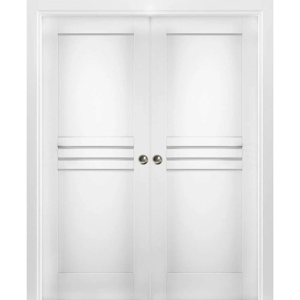 Sliding French Double Pocket Doors 36 x 84 inches White MDF Z997