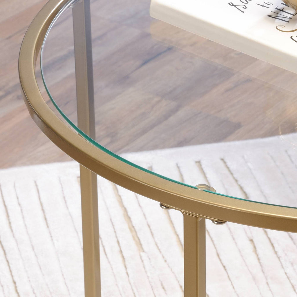 Satin Gold Round End Table S515