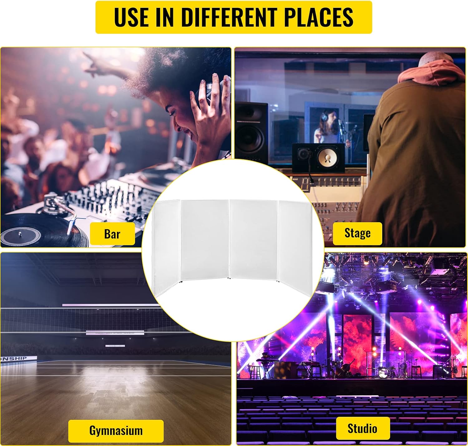 White and Black Portable DJ Facade Booth with Travel Bag X719