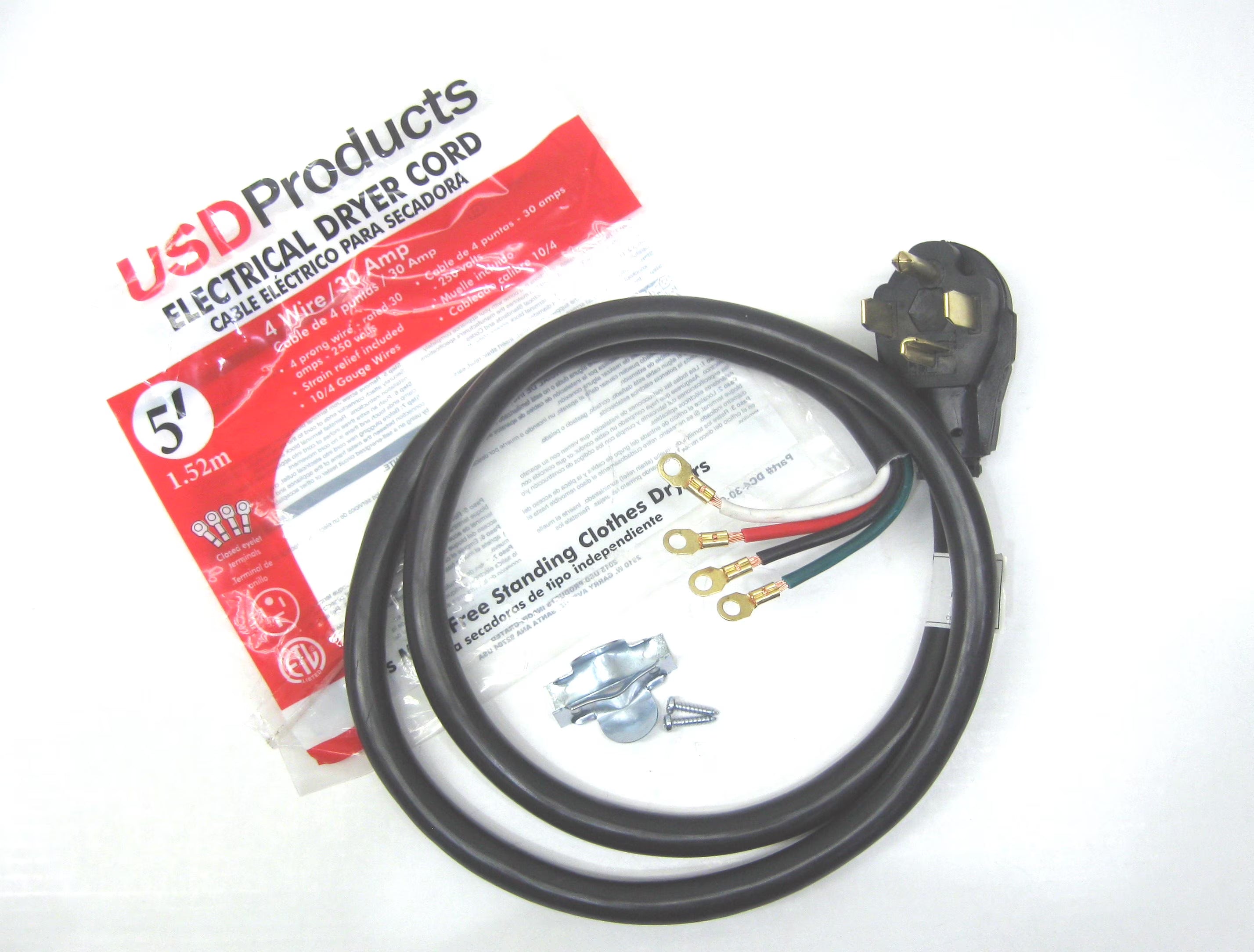4 Prong 30 Amp 5' Foot Dryer Power Cord R314