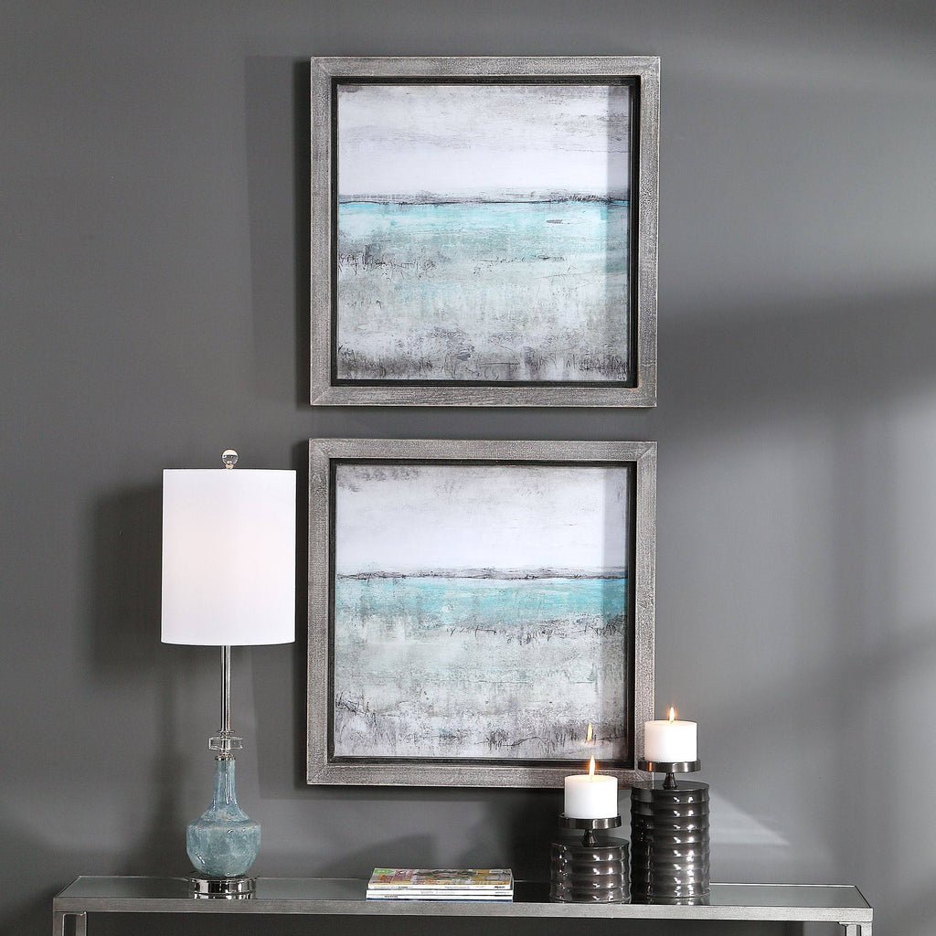 Aqua Horizon Framed Prints Set of 2 V5828