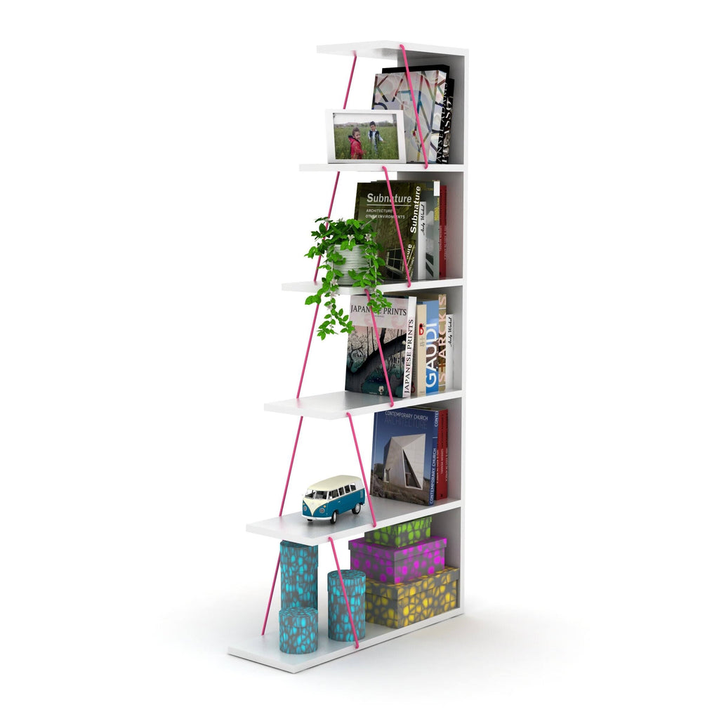 White-Pink Bookcase N151