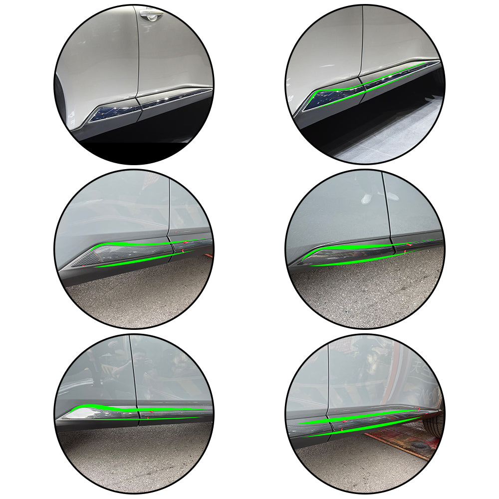 ABS Imitate Carbon Fiber 4Pcs Door Side Molding Trims B650891