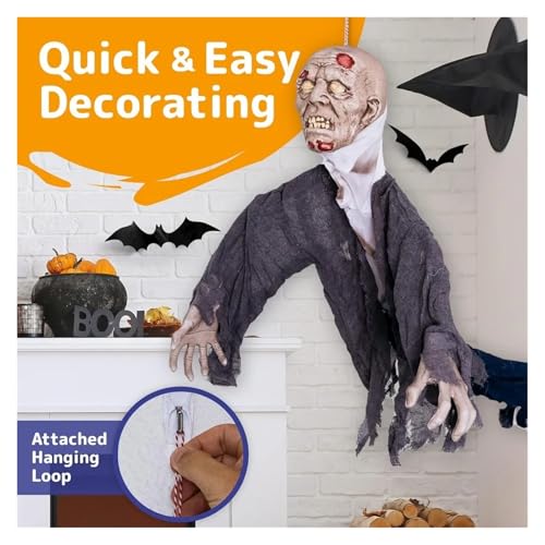 Halloween Hanging Zombie Outdoor Prop with Flowing Robe V88431
