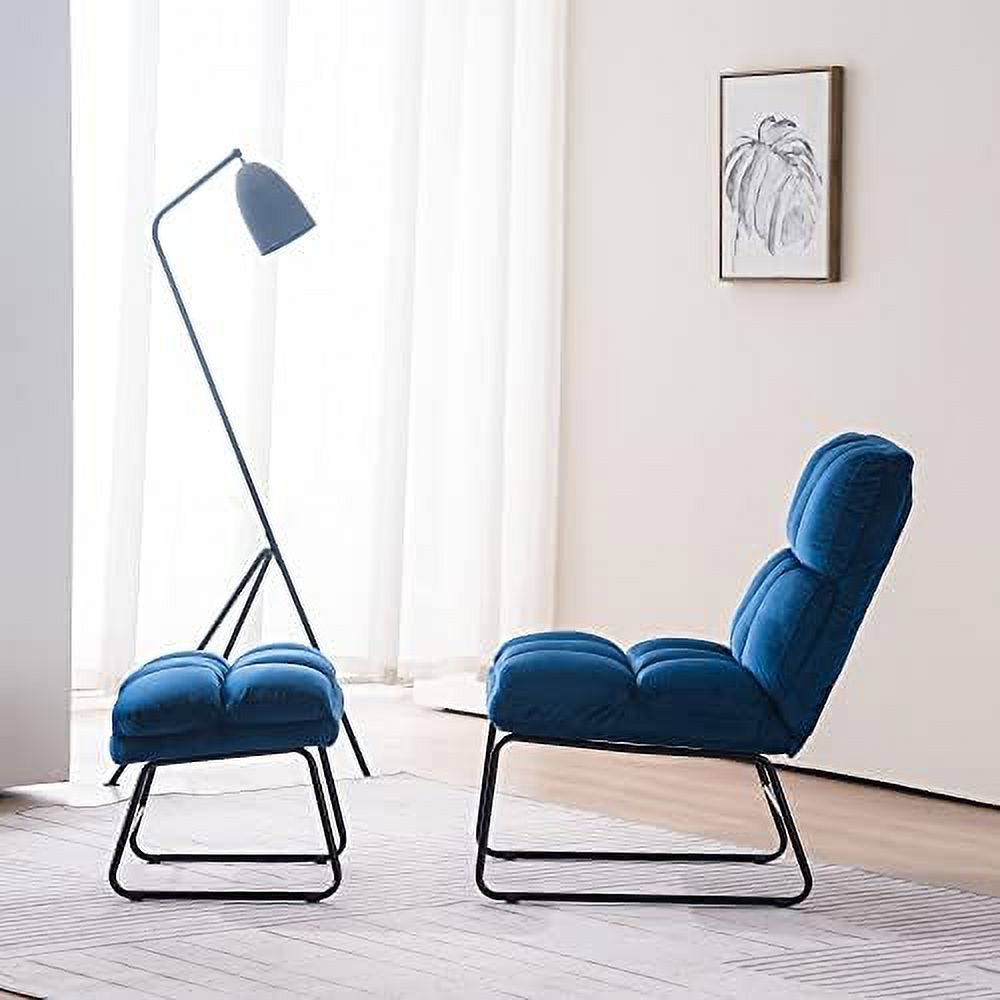 Dark Grey Velvet Accent Chair with Ottoman Y801
