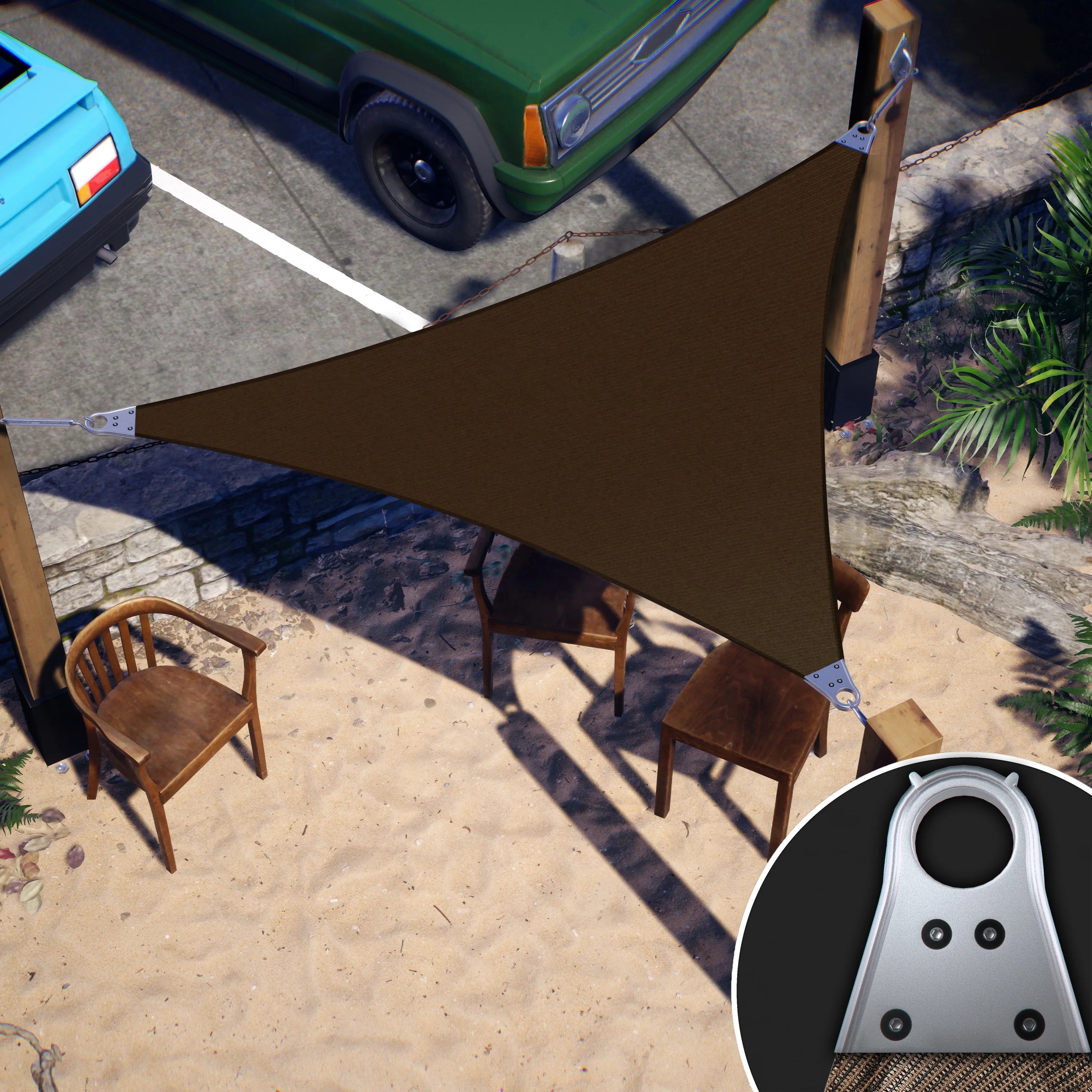 Brown Right Triangle Sun Shade Sail Canopy Awning L93769
