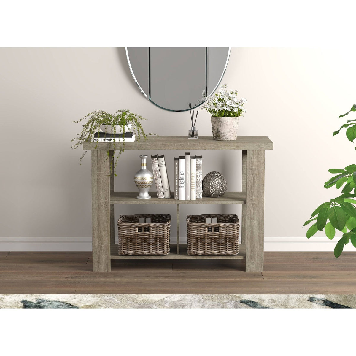 Dark Taupe 3 Shelves Console Table W520407