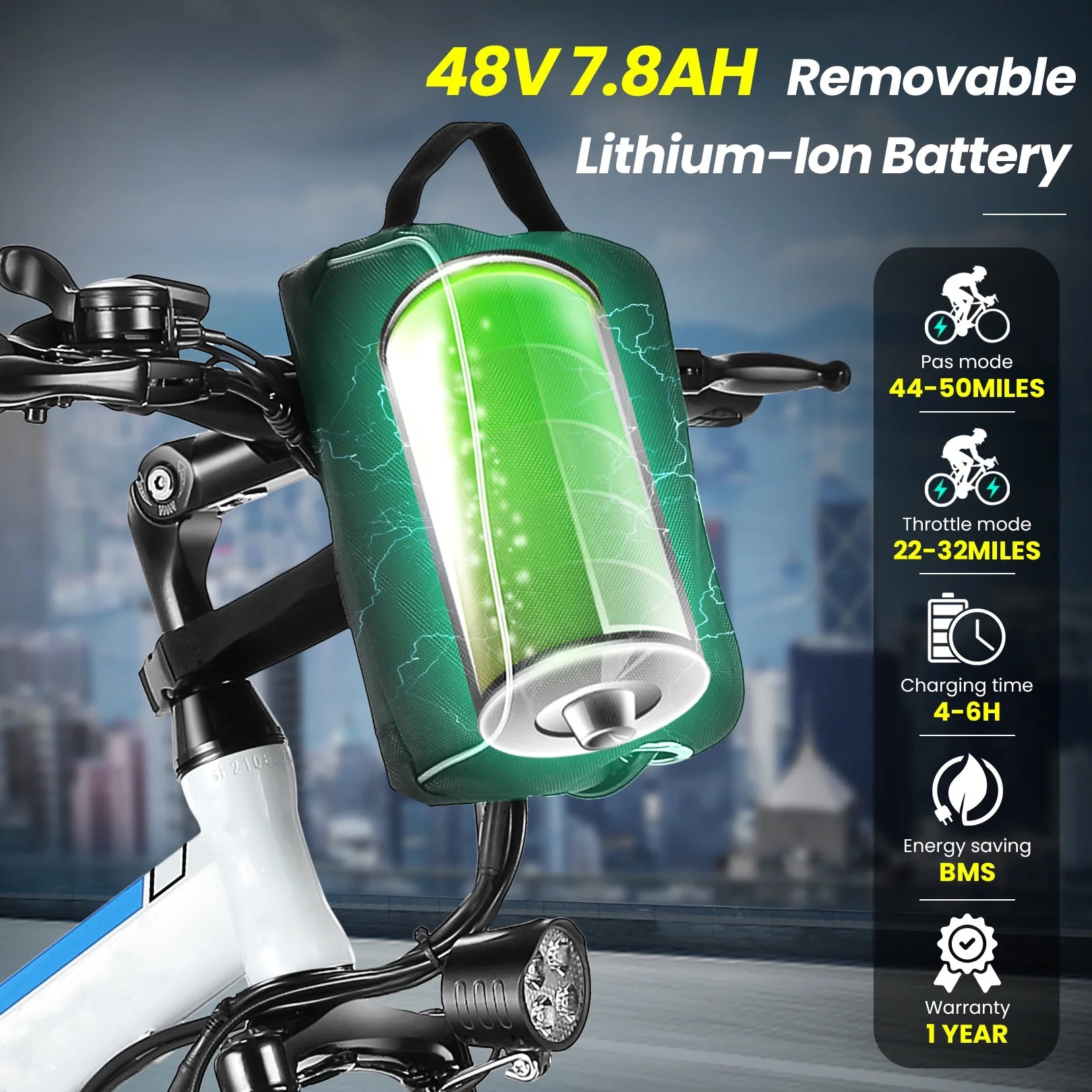 Folding Electric Mountain Bike with Removable Lithium-Ion Battery W84091