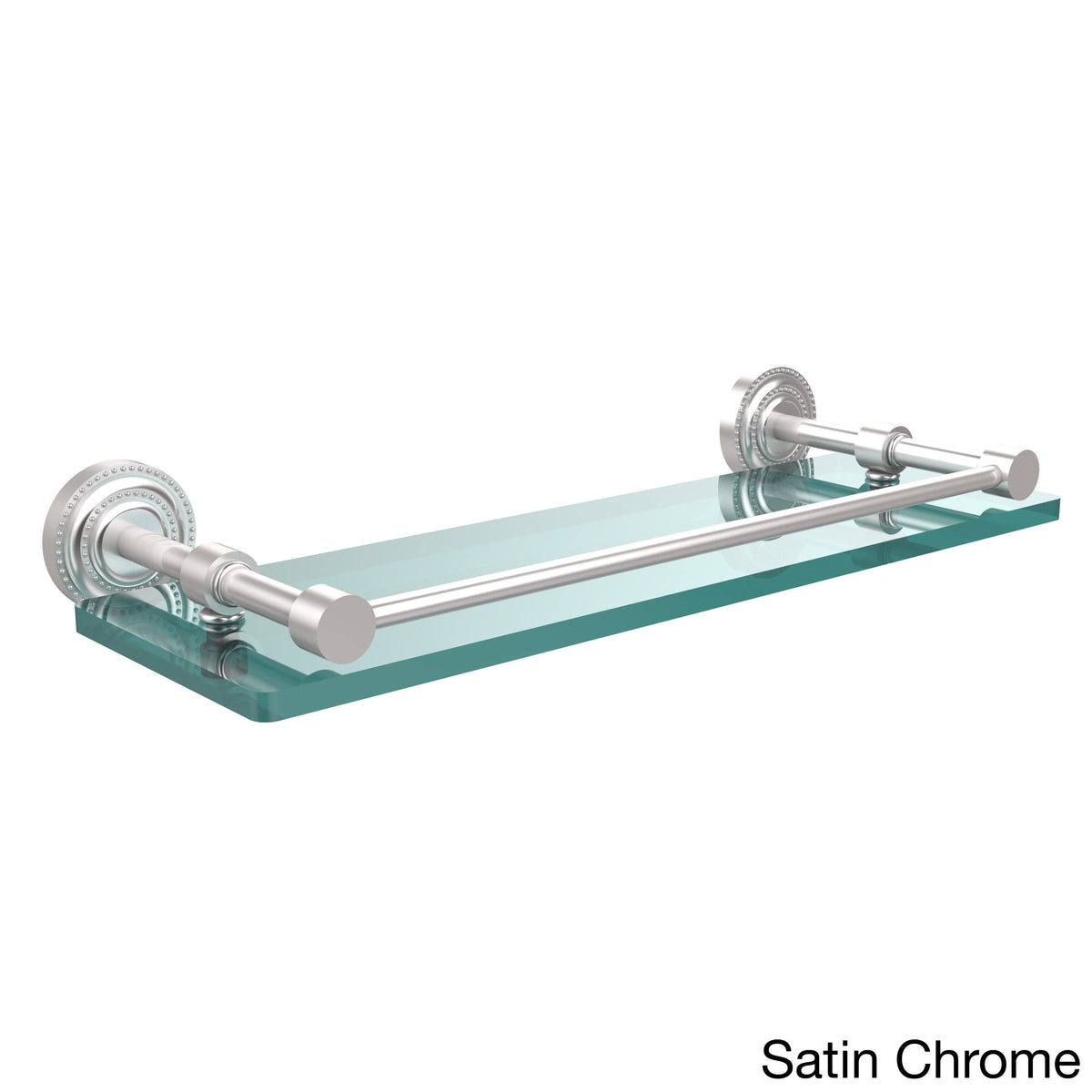 Satin Chrome Glass Shelf with Gallery Rail 16 inch H66436