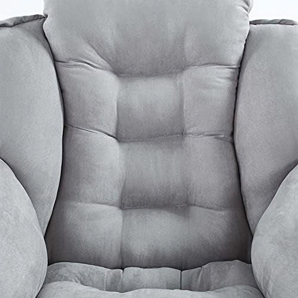 Beige Lazy Chair Single Sofa with Bench Armchair Footstool Side Pockets P7323
