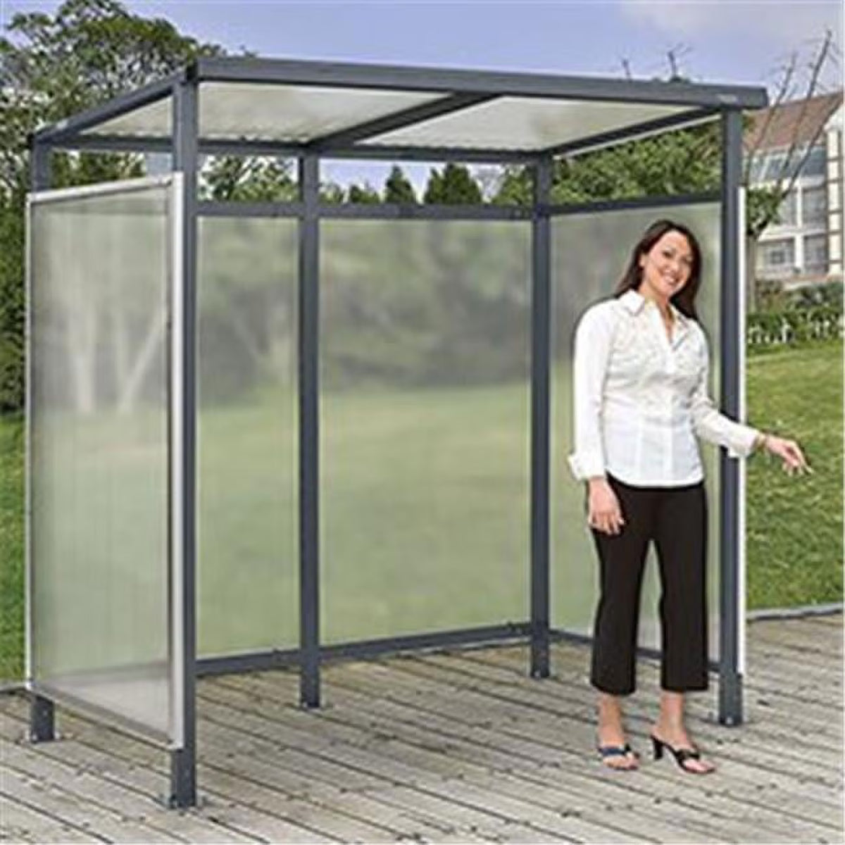 Bus Smoking Shelter Flat Roof Three Sided Open Front J46784