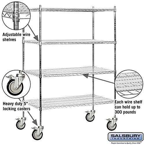 Wire 4 Shelf Shelving Unit Mobile Chrome K68158