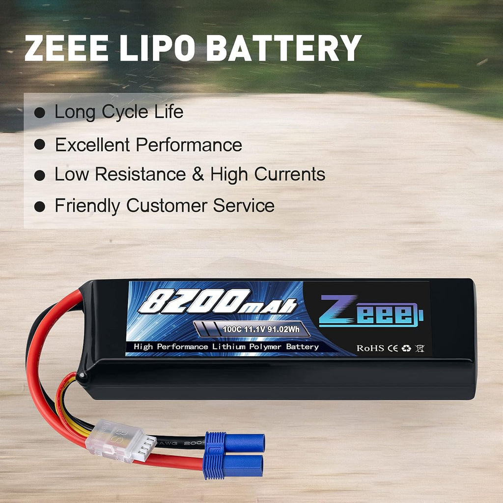 3S 8200mAh 11.1V 100C EC5 Connector Soft Case Lipo Battery (2 Pack) V2618