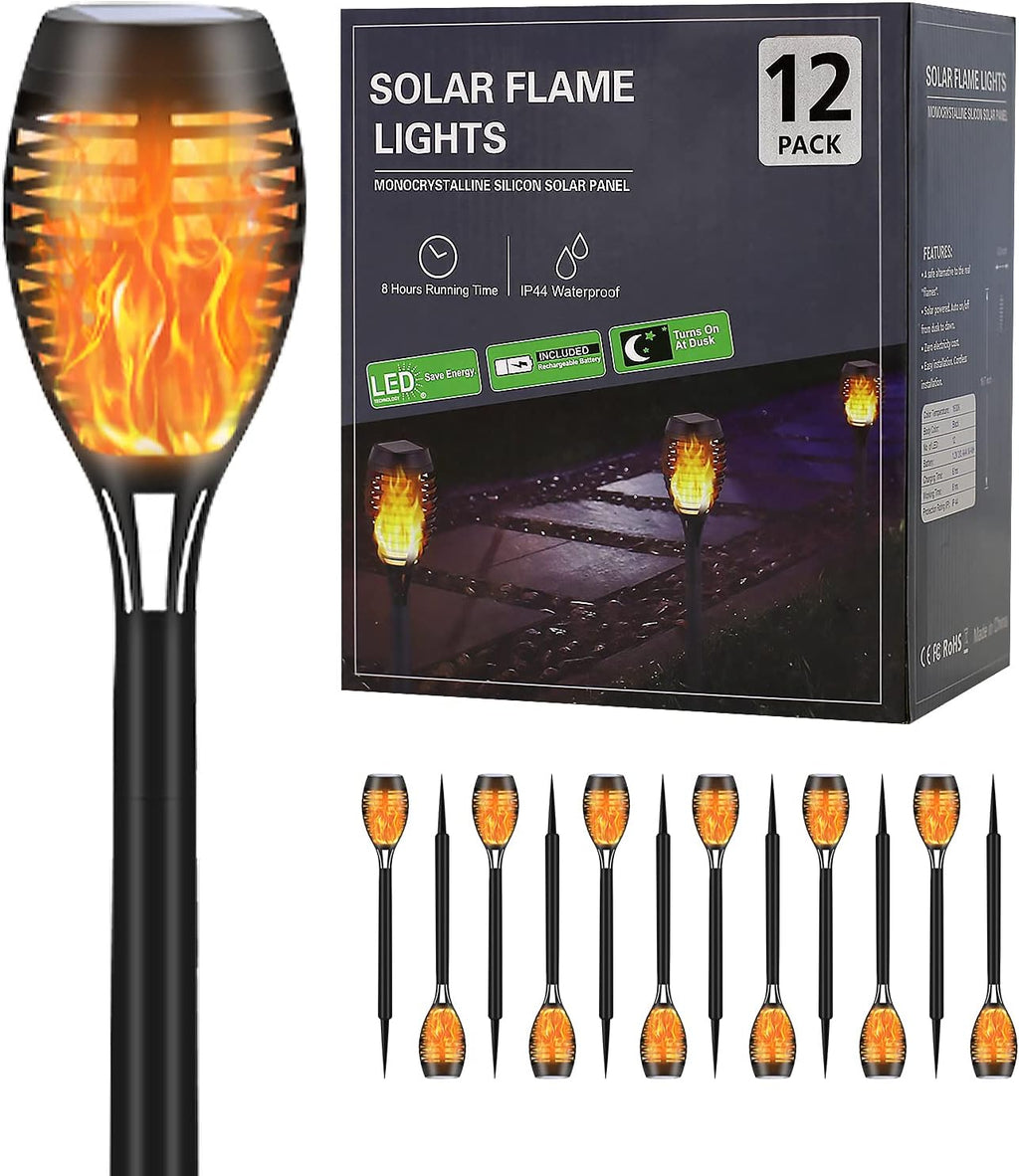 12 Pack Solar Torch Light with Flickering Flame C555639