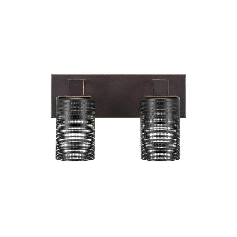 Two Light Bath Bar Dark Granite Finish with Clear Bubble Glass T3353