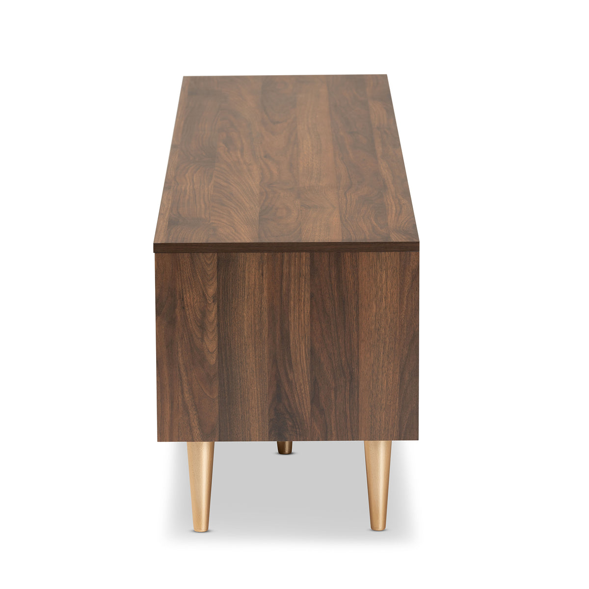 Walnut Brown and Gold Finished Wood TV Stand U266050