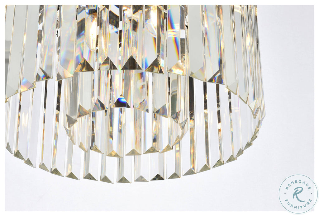 6 Light Matte Black Flush Mount Crystal O237