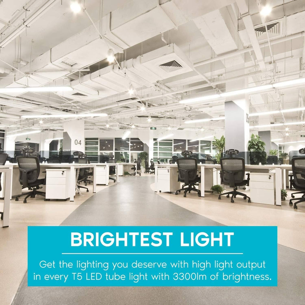 4ft LED Tube Light, T5 HO, 25W, 3500K Natural White, 3300 Lumens U8126