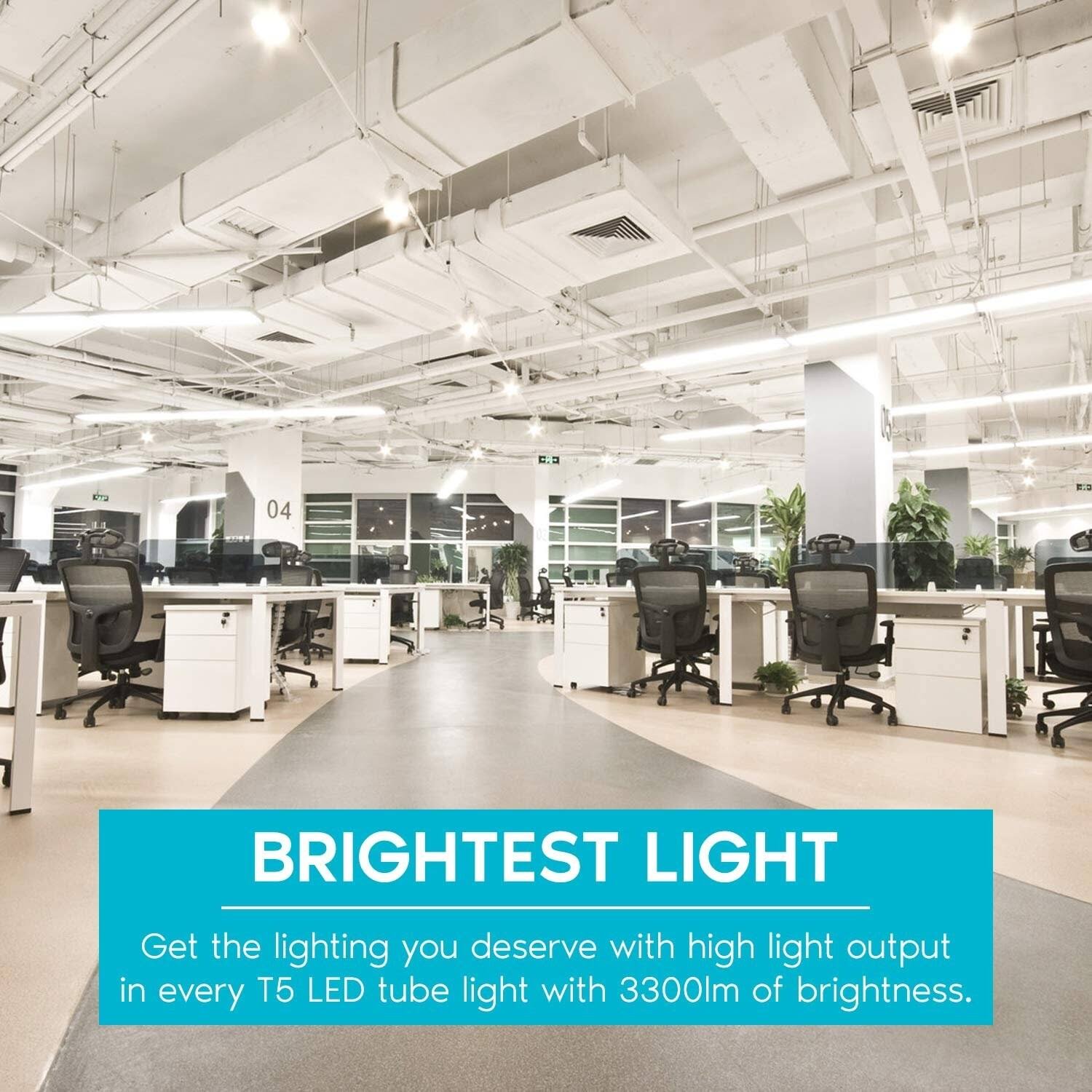 4ft LED Tube Light, T5 HO, 25W, 3500K Natural White, 3300 Lumens U8126