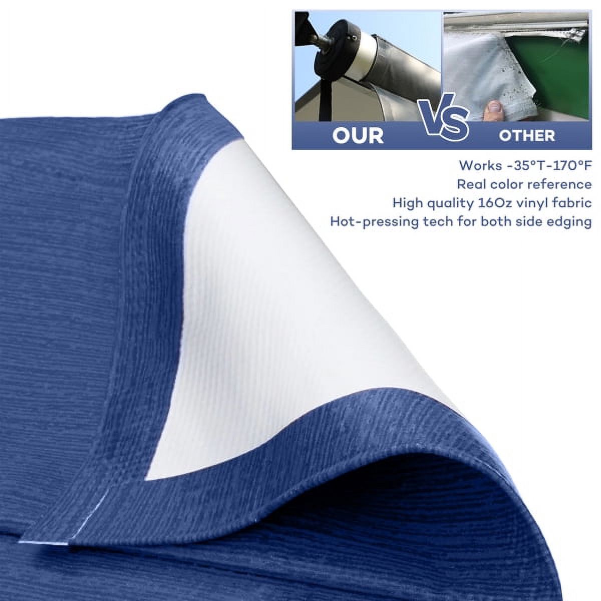 Blue Heavy Duty RV Awning Fabric Replacement 17' E653758