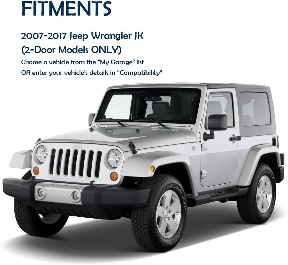 Matte Black 2pcs Side Steps for Jeep Wrangler JK 2-Door C4602