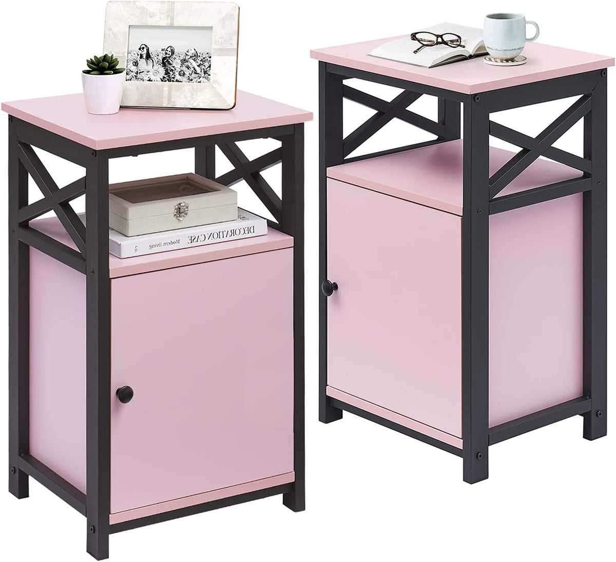 Light Blue Set of 2 Night Stand with Storage Cabinet N827894
