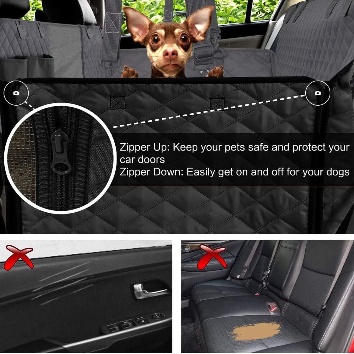 Waterproof Nonslip Dog Car Seat Cover with Storage Pocket V684300