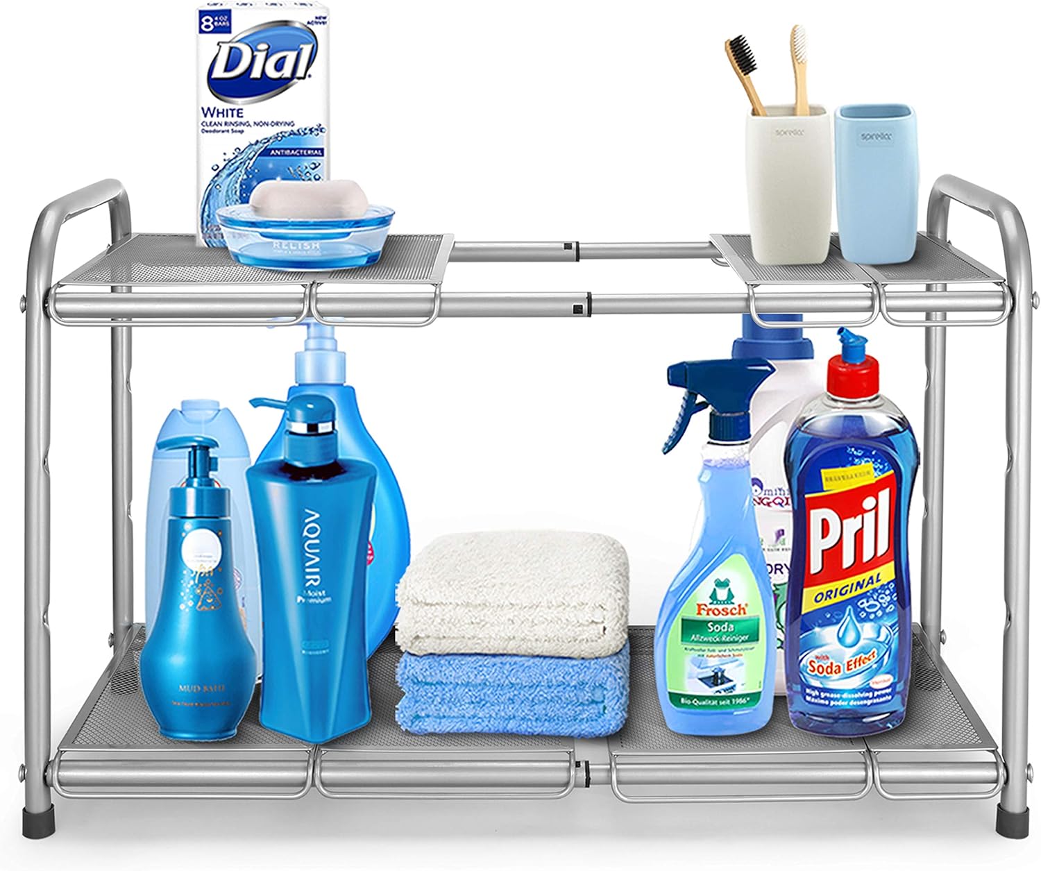 Bronze 2-Tier Expandable Under Sink Shelf Organizer Rack E354097