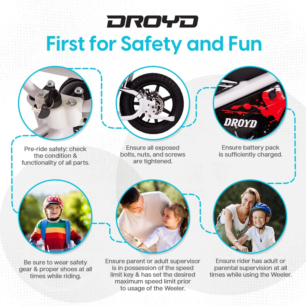 Electric Mini Bike for Kids, 200W, 6.2-10MPH, up to 8 Miles, White C498463
