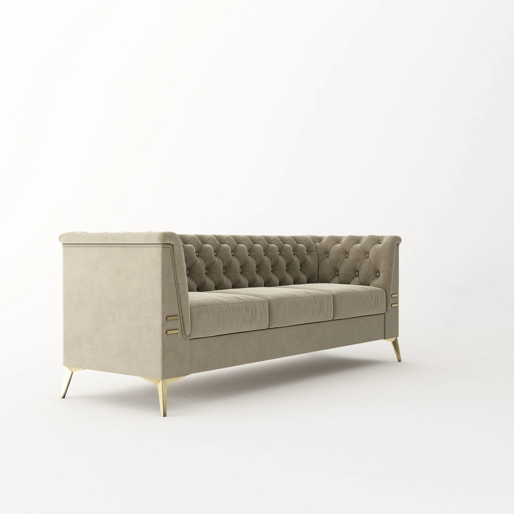 Khaki Velvet Upholstered Sofa Y6264