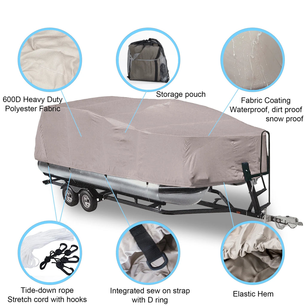 Pontoon Boat Cover 600D Marine Grade Waterproof W473026