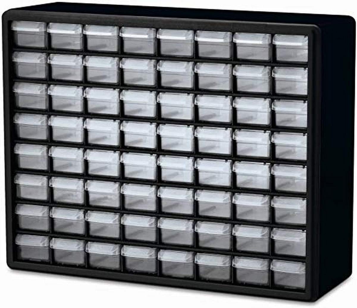 64 Drawer Plastic Parts Storage Cabinet, Black, Pack of 2 O695