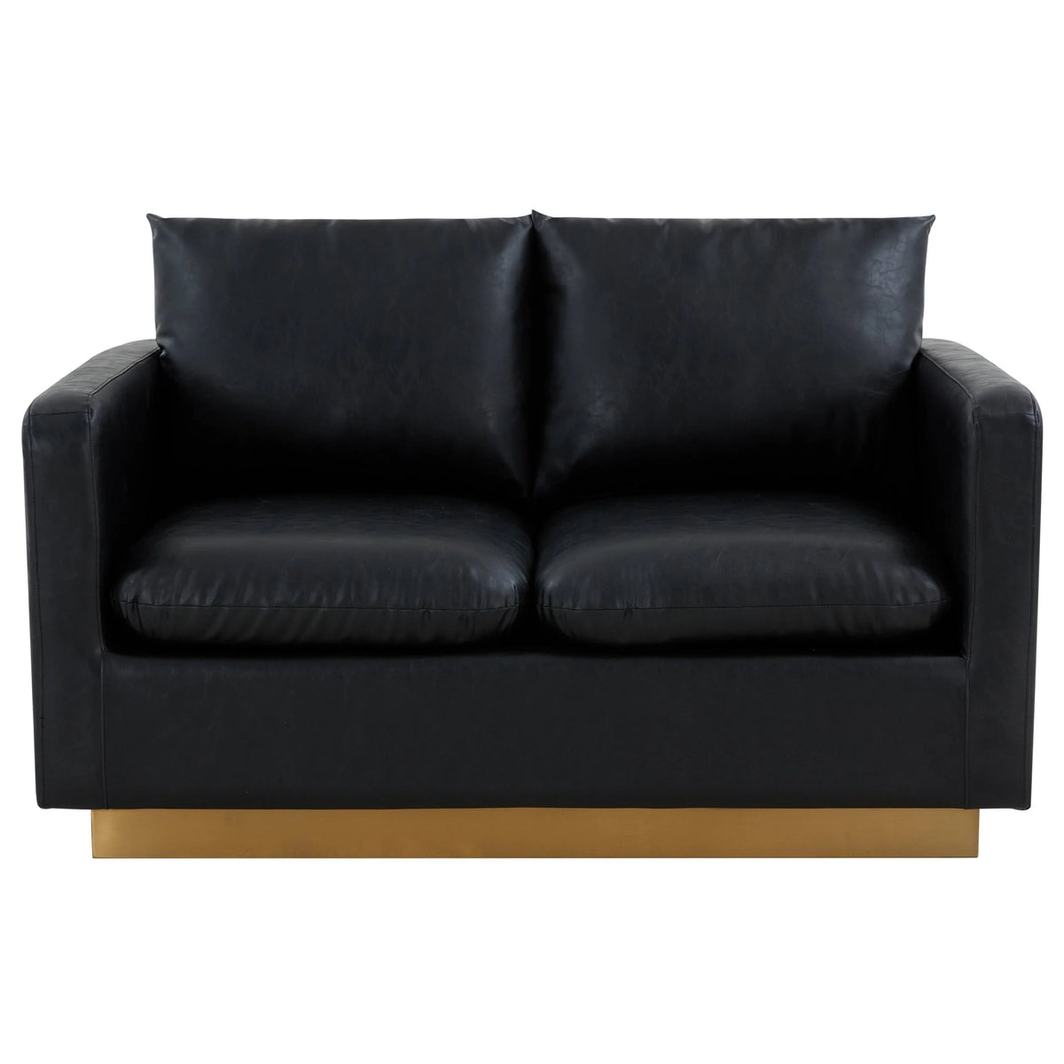 Beige Leather Loveseat with Gold Frame N436