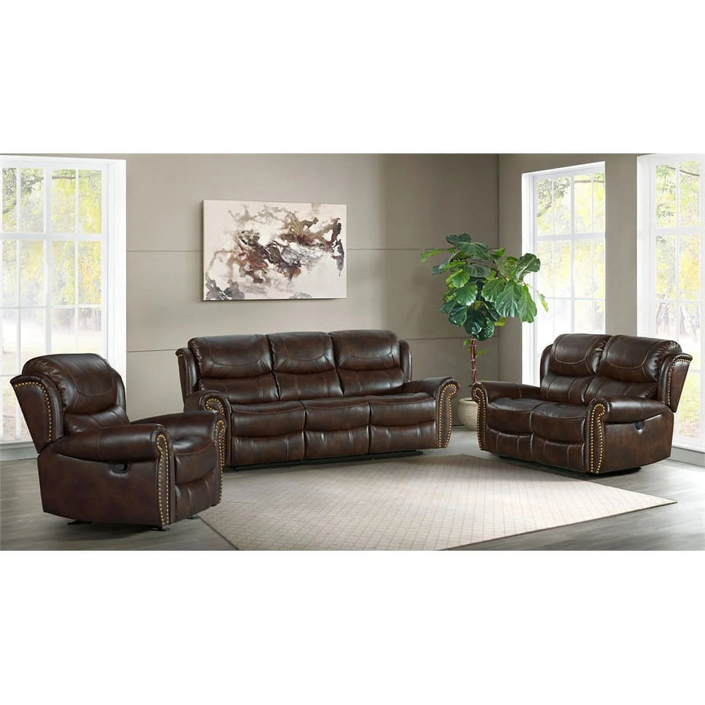 Faux Leather Manual Glider Recliner in Mahogany F707915