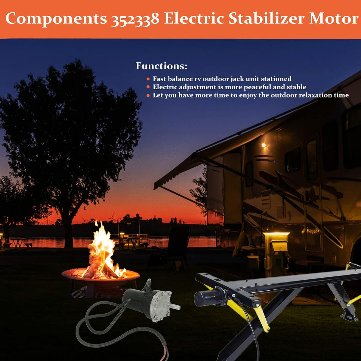 RV Electric Rear Stabilizer Smart Jack Motor, Black C3027