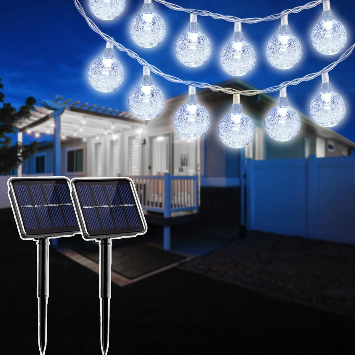 2 Pack 22Ft 40 Led Waterproof Outdoor Fairy Lights with 8 Modes T844